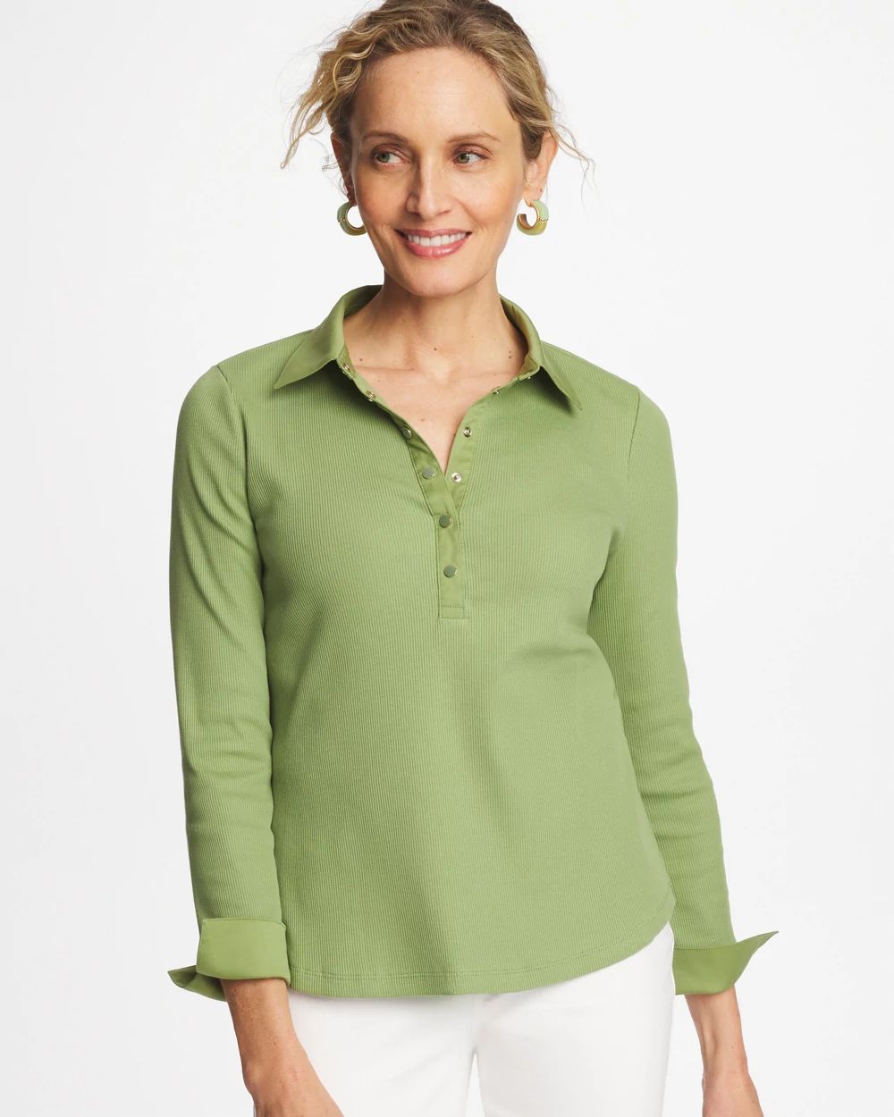 Knit Woven Mix Rib Henley | Chico's
